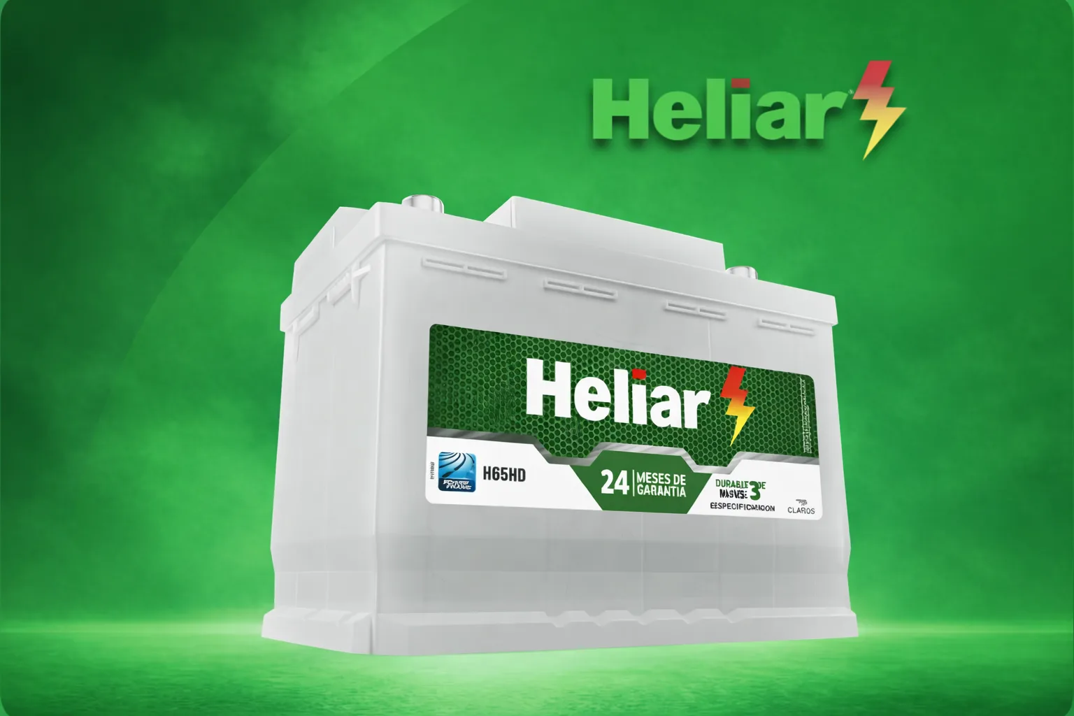 Bateria Heliar sobre fundo verde