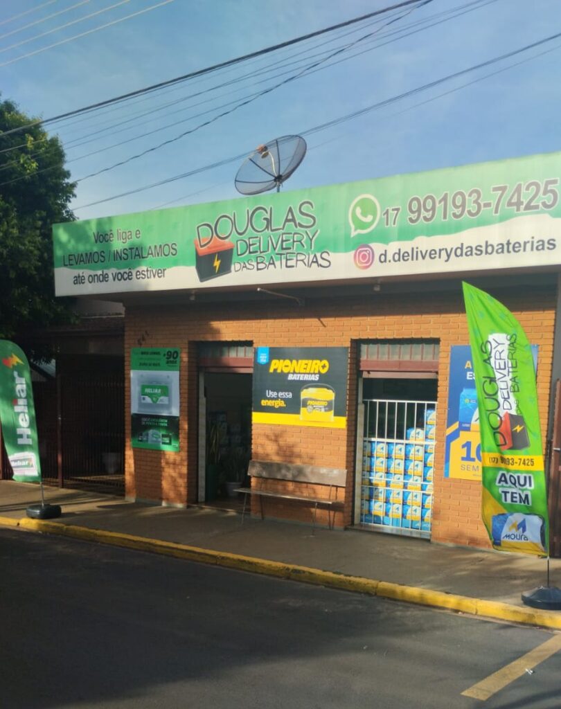 Fachada da loja Douglas Delivery das Baterias em Bebedouro-SP